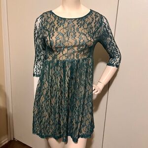 Elegant Teal Lace Dress